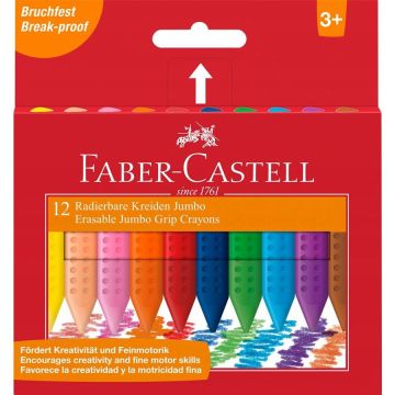 Kredki Świecowe GRIP JUMBO Trójkątne 12 Kolorów Faber-Castell