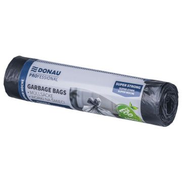 Worki na śmieci DONAU PROFESSIONAL, wytrzymałe, super mocne, z taśmą, 60l, 10 szt., czarne