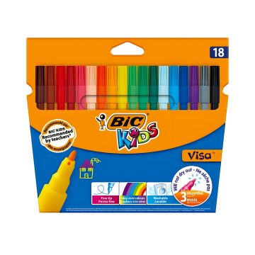 Flamastry BIC Kids Visa zestaw 18 kolorów do biura i kreatywnej pracy