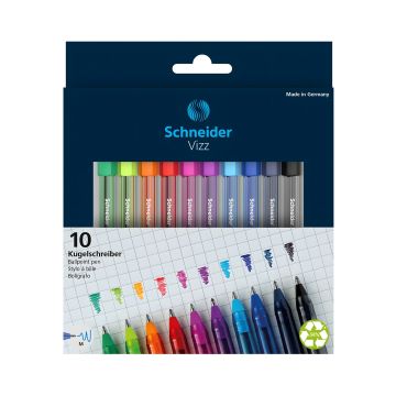 Długopis Schneider Vizz Medium 10 szt. mix kolorów pudełko z zawieszką