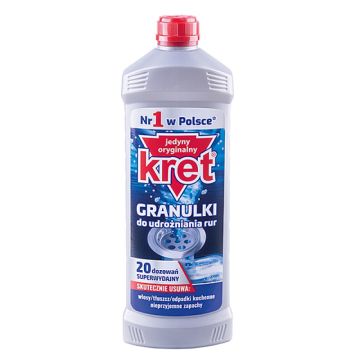 Granulki chemiczne do udrażniania rur KRET silnie żrące 800g opakowanie 1 sztuka