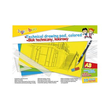 Blok techniczny GIMBOO mix kolorów A3 150gsm 10 kartek