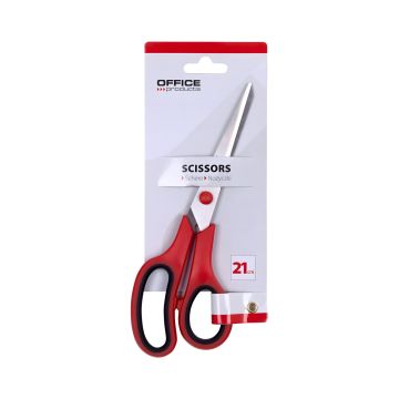 Nożyczki biurowe OFFICE PRODUCTS miękki uchwyt 21 cm czerwono-czarne