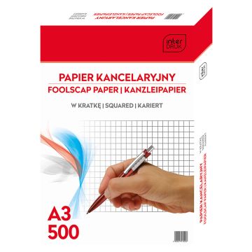 Papier kancelaryjny Interdruk A3, 500 kartek w kratkę