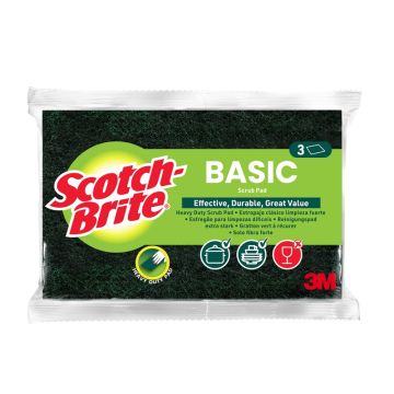 Zmywak do szorowania SCOTH-BRITE Basic włóknina zielony 3 szt.