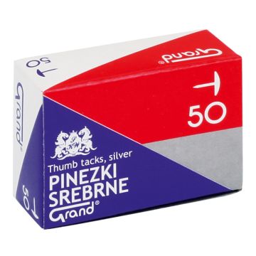 Pinezki metalowe S50 srebrne 50 sztuk