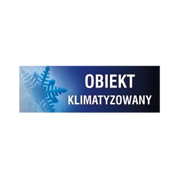 Znak obiekt klimatyzowany na płycie PCV 1mm 100x300 mm nieświecący
