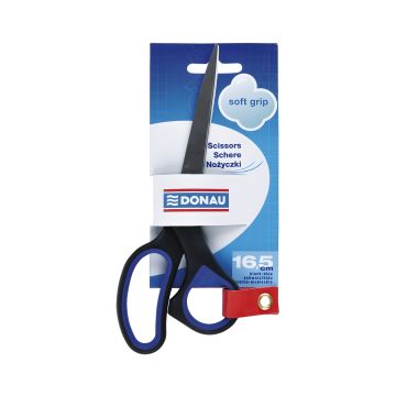 Nożyczki biurowe DONAU Soft Grip, ergonomiczne, niebieskie, 16,5 cm, 1 szt.