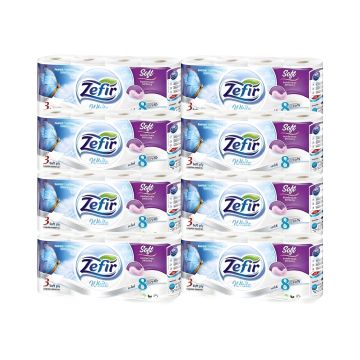 Papier Toaletowy ZEFIR 3W 8 Rolek - Zbiorcze 8x8szt Biurowe