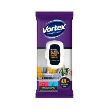 Chusteczki nawilżane VORTEX do mebli z klapką higieniczną 48 sztuk