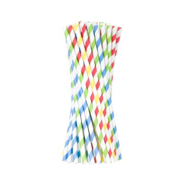 Słomki papierowe mix kolorowy 6 mm x 205 mm opakowanie 250 sztuk