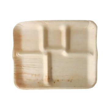 Talerz papierowy z liści palmowych 5-częściowy 27 x 21,5 x 2 cm 6 sztuk