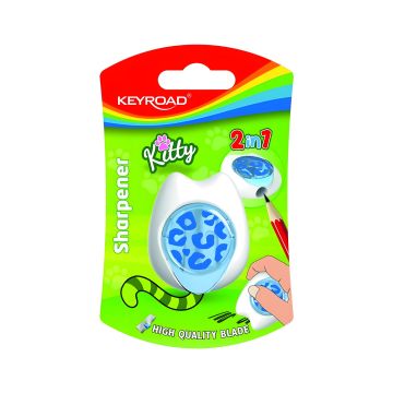 Temperówka plastikowa z gumką pojedyncza KEYROAD kitty cat mix kolorów