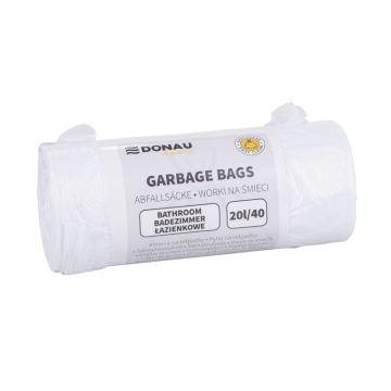 Worki na śmieci DONAU HOME, łazienkowe (HDPE), 20l, 40 szt., białe