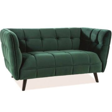 Sofa 2-osobowa Velvet zielona na nóżkach Wenge Castello Signal