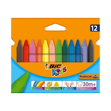 Kredki woskowe BIC Kids Plastidecor 12 kolorów o długości 90 mm