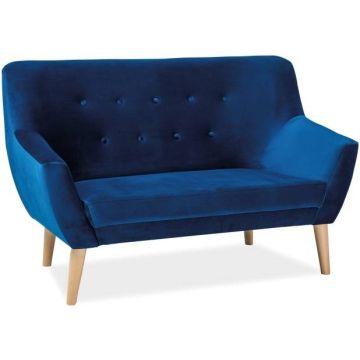 Sofa 2-os granatowa aksamit 136 cm na bukowych nogach Nordic2 Signal