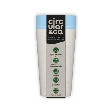 Kubek wielorazowy Circular z tworzywa sztucznego kremowy i błękit wzór odległy 340 ml 1 sztuka