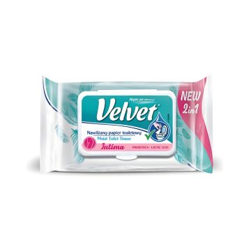 Papier toaletowy celulozowy nawilżany VELVET Moist Intima 48 listków biały