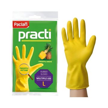 Paclan practi rękawice gumowe zapachowe ananas rozmiar l – 1 para do biura i firmy