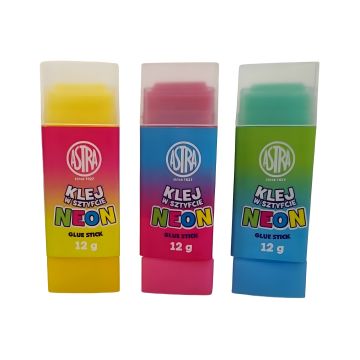 Klej w sztyfcie Astra Neon trójkątny 12g zestaw 12 sztuk