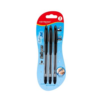 Długopis KEYROAD Ball Pen Soft Jet z miękkim uchwytem 0,7mm czarny 3 szt. blister