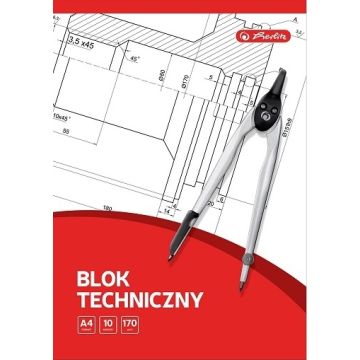 Blok techniczny A4 10 kartek, biały, 170g