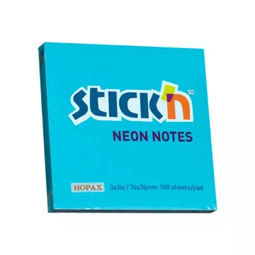 Notes Samoprzylepny 76x76 mm Niebieski Neon 100 Kartek