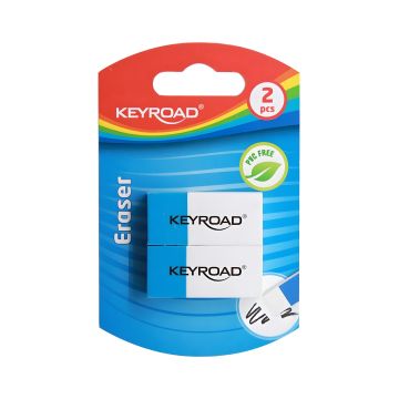 Gumka wielofunkcyjna KEYROAD Duo Eraser dwustronna niebiesko-biała 2 szt. blister