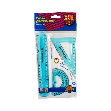 Zestaw geometryczny 3-elementowy FC Barcelona linijka ekierka kątomierz