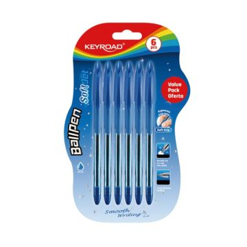 Długopis klasyczny KEYROAD Ball Pen Soft Jet 0,7 mm niebieski, 6 szt. blister