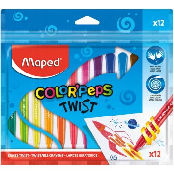 Kredki świecowe wykręcane Maped Color Peps Twist 12 sztuk w etui zip