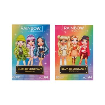 Blok rysunkowy kolorowy A4 100g Rainbow High 20 arkuszy