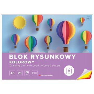Blok Rysunkowy Kolorowy A3 20 kartek INTERDRUK