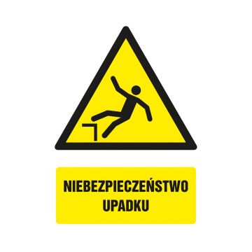 Znak bezpieczeństwa Niebezpieczeństwo upadku 105x148 mm na płycie PCV 1 mm