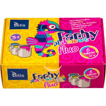 Farby Plakatowe Fluorescencyjne TETIS Zestaw 6 Kolorów 20ml