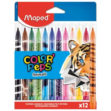 Flamastry Colorpeps Animals 12 sztuk w etui z motywami zwierzęcymi