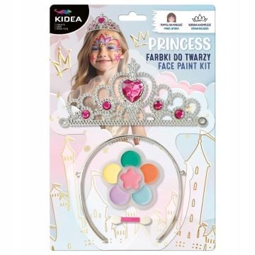 Farbki do twarzy Kidea Princess z tiarą zestaw do charakteryzacji dla dzieci