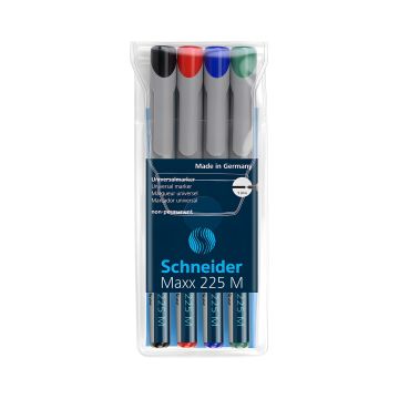 Zestaw markerów suchościeralnych niepermanentnych Schneider Maxx 225 M, 4 szt. mix kolorów w etui