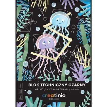 Blok Techniczny A4 Czarny 160g 10 Kartek Do Rysowania i Prezentacji