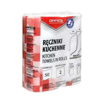 Ręczniki kuchenne celulozowe dwuwarstwowe białe OFFICE PRODUCTS 50 listków 25m 2 sztuki