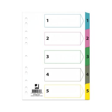 Przekładki kartonowe Q-CONNECT Mylar A4 1-5 laminowane indeksy mix kolorów 5 sztuk