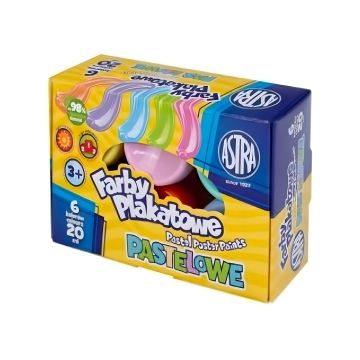 Farby plakatowe pastelowe zestaw 6 kolorów 20 ml