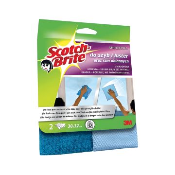 Ścierka z mikrofibry SCOTCH BRITE™ do szyb i luster, 2 sztuki, niebieskie