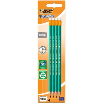 Ołówek z gumką BIC Evolution Original 655 HB Blister 4szt