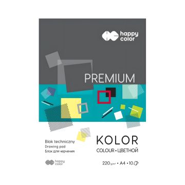 Blok techniczny premium Happy Color kolorowy A4 220g 10 arkuszy