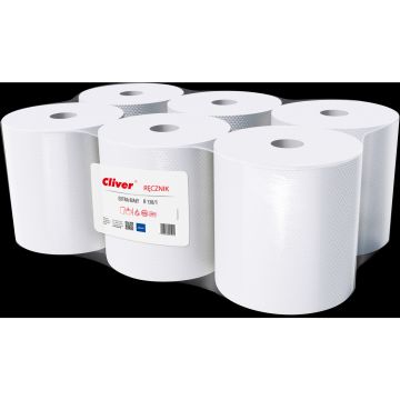 Ręcznik Papierowy Cliver 1-Warstwowy Makulatura Biały 130m (6 sztuk)