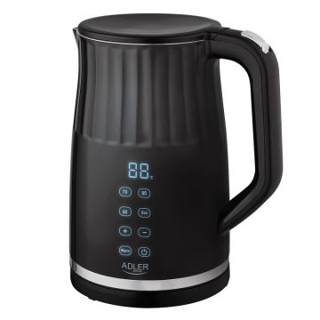 Elektryczny Czajnik Metalowy Led Adler Ad 1350, Z Regulacją Temperatury,2200W, 1,7L, Czarny