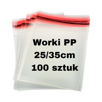 Worek foliowy polipropylenowy z klapką 25x35 cm plus 5 cm opakowanie 100 sztuk