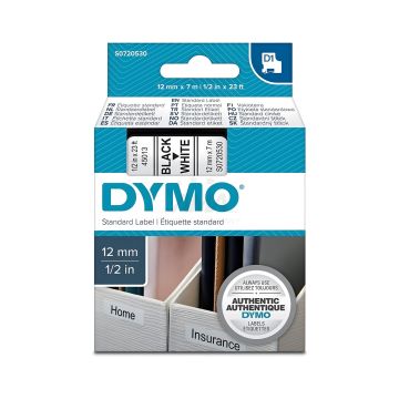 Taśma do drukarek DYMO 12mm/7m czarny/ biała